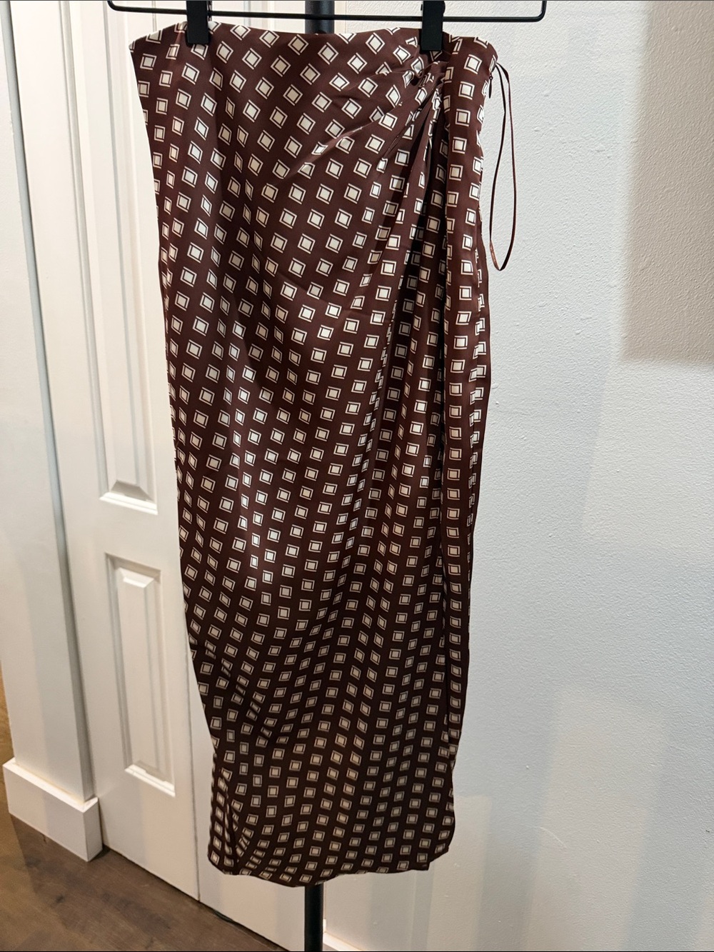 Jason Wu Brown and White Geometric Print Dress
